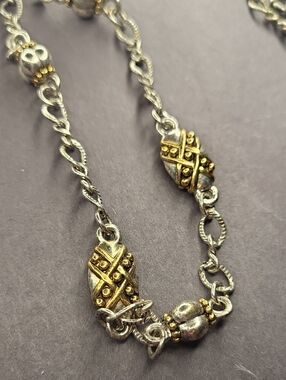 Napier Two-Tone Silver and Gold Accent Link Necklace